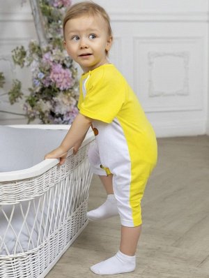 Полукомбинезон детский песочник с принтом Мишка цвет Желтый