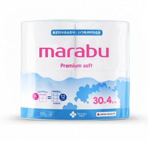 Бумага туалетная MARABU 3-х слойная 30 м, 4 рулона, узор