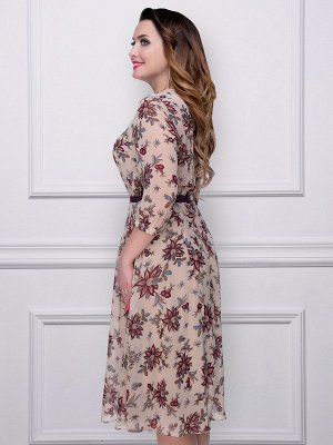Платье Ля Роуз (беж, с ремешком)