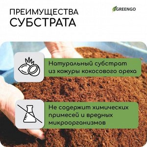 Субстрат Greengo кокосовый, универсальный, натуральный грунт для террариумов и растений, в брикете, 4 л при разбухании