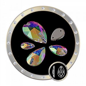 Xulin Стразы пришивные капля Crystal AB 13x22 мм