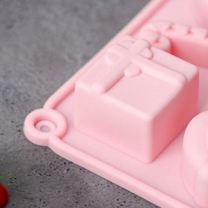 Форма для выпечки новогодняя Доляна «Новый год», 17,5?12?2,5 см, 9 ячеек, цвет розовый