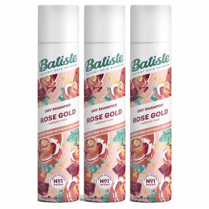 Батист Сухой шампунь для волос Rose Gold с ароматом розы, 3 х 200 мл (Batiste, Fragrance)