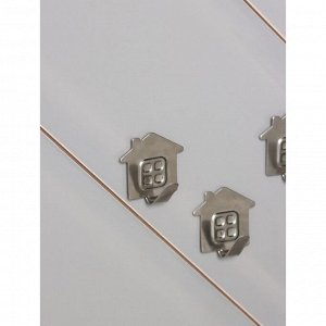 Крючки самоклеящиеся SAVANNA «Дом», 6 шт., металл, 2.8x2.5x1.5 см, хромированные