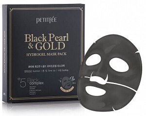 Petitfee Гидрогелевая маска для лица с чёрной жемчужной пудрой и золотом Black Pearl Gold Hydrogel Mask Pack, 1шт30мл