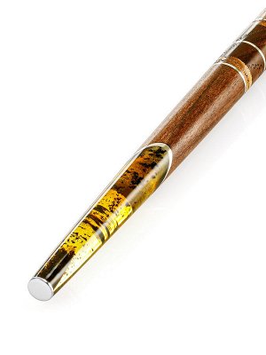 Уникальная ручка из дерева и натурального цельного балтийского янтаря «Олливандер»