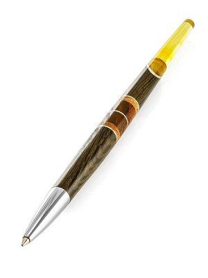 Шариковая ручка из дерева и натурального янтаря лимонного цвета «Олливандер»