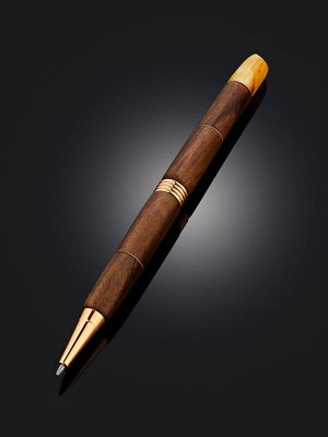 Шариковая ручка из дерева и янтаря с выдвижным механизмом