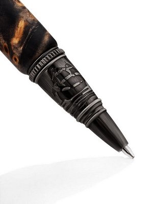 Эффектная коллекционная ручка «Морская» из стабилизированного дерева и янтаря