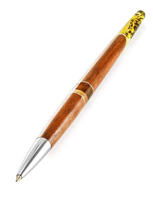 Роскошная ручка авторской работы из дерева и текстурного янтаря «Олливандер»