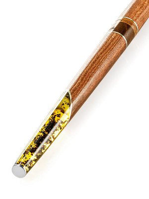 Роскошная ручка авторской работы из дерева и текстурного янтаря «Олливандер»