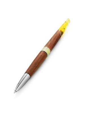 Ручка с выдвижным механизмом из дерева и натурального цельного балтийского янтаря «Олливандер»