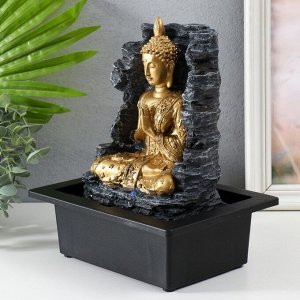 Фонтан настольный от сети, подсветка "Будда у каменной стены" 28х17,5х23 см