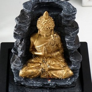 Фонтан настольный от сети, подсветка "Будда у каменной стены" 28х17,5х23 см