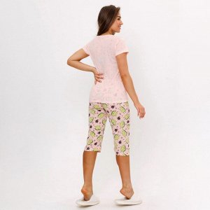 Комплект женский домашний (футболка/бриджи), цвет персиковый