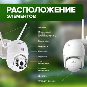 Умная уличная беспроводная IP-камера видеонаблюдения WiFi smart camera 2048x1536, ночная съемка, датчик движения и микрофон, крепление в комплекте