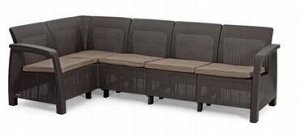Угловой диван Корфу Релакс Сет со столом KETER (коричневый)
