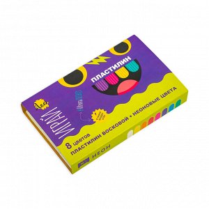 Лео "Играй" Пластилин восковой LPMCF-0108 8 цв. 96 г. неоновые цвета