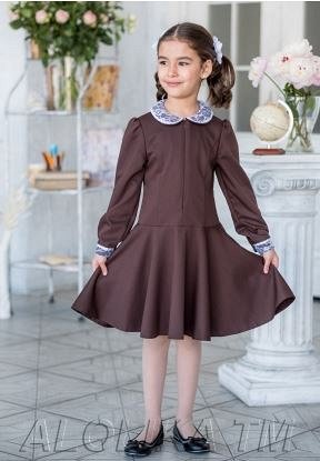 Платье школьное Одноклассница, цвет коричневый