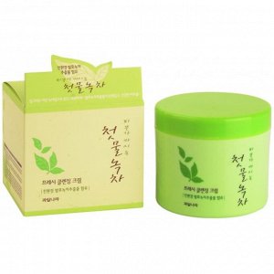Welcos Крем для лица массажный с ферментированным зеленым чаем Kwailnara Massage Cream Green Tea Control, 300 гр
