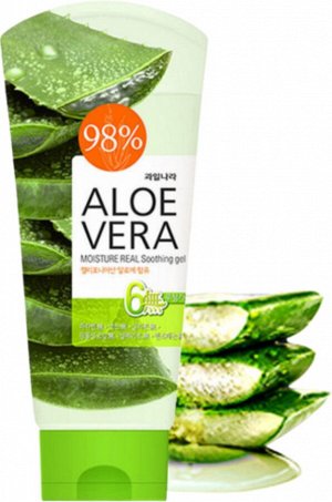 Welcos Гель для тела успокаивающий с экстрактом алоэ Soothing Gel Aloe Vera Moisture Real, 150 гр