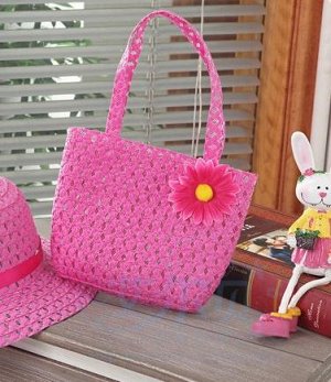 "Соломенная" сумочка розовая