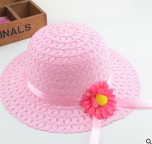 "Соломенная" шляпка светло-розовая