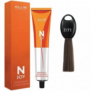 OLLIN Professional Оллин Краска для волос тон 7/71 русый коричнево пепельный Перманентная крем краска Ollin N JOY 100 мл