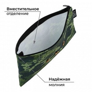 Пенал школьный, текстиль, плоский, 21x10 см «Камуфляж»