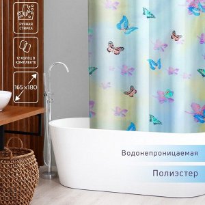Штора для ванны Доляна «Бабочки в небе», 165x180 см, полиэстер