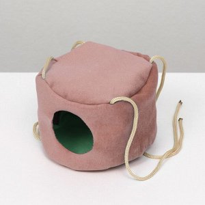 Подвесной дом для грызунов круглый, мебельная ткань, флис, 15 х 10 см, розовый
