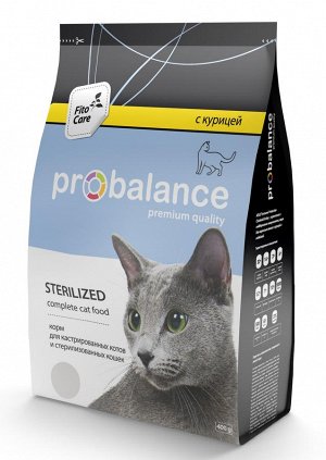 ProBalance Sterilized Корм сухой для стерилиз.кошек/кастр. котов (курица-рис), 400 гр 1/16