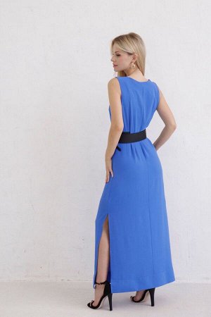 Платье без рукавов с разрезами тёмно-голубое (остаток: )
