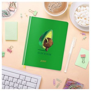 Дневник 1-11 класс, 48 листов,  серия MESHU "Avocadreams",  искусственная кожа, твердая обложка,  УФ-печать с глиттером, тиснение фольгой, тонкий блок, ляссе, модный тренд