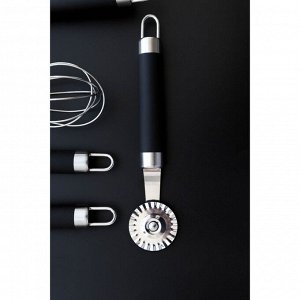 Нож для пиццы и теста Venus, 18 см, ручка soft-touch, цвет чёрный