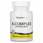 Nature`s Plus B-Complex with Rice Bran, 90таб. Витамин В