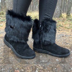 Унты женские короткие песец с замком, литая подошва