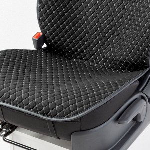 Накидки на передние сиденья CarPerformance, 2 шт. материал  fiberflax (мягкий лен), мелкое плетение, прострочка ромб, поролон 10 мм., противоскользящая подкладка , чёрн./серый