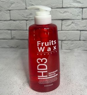 Welcos Гель очень сильной фиксации для укладки волос Kwailnara Hair Gel Fruits Wax Super Hard Keratin, 500 гр