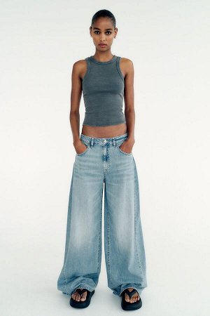 Широкие джинсы  со средней посадкой, голубой | 2569/266