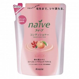 71611 "Naive" Бальзам-ополаскиватель для сухих волос восстанавливающий «Naive  - экстракт персика и масло шиповника» (сменная уп