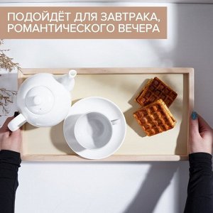Столик - поднос деревянный для завтрака Adelica, 43x23x4 см, береза, в подарочной коробке