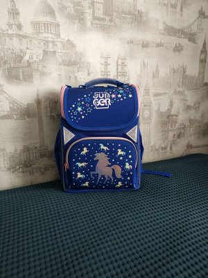 Рюкзак школьный JUNGER Сияющая лошадь эргономичный синий