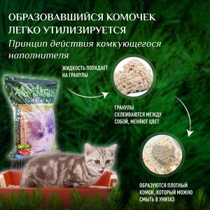 Комкующийся туалетный наполнитель для моментального впитывания на основе дробленной древесины хвойных деревьев (смываемый в канализацию) 6л.