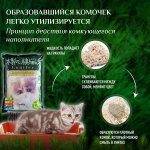 🇯🇵Япония KOCHO/ Комкующийся туалетный наполнитель для моментального впитывания (хвойные деревья) 12л, Япония