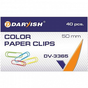 Скрепки 50мм ""Darvish"" цветные 40 шт в упаковке