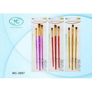 Набор кистей 3 шт: нейлон плоские MC-3667 Basir