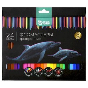 Фломастеры 24цв "ДИКАЯ ПЛАНЕТА" трехгранные ФЛ24-ДПЛ SchoolФормат