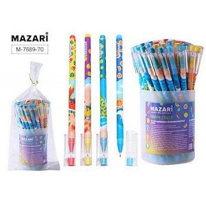 Ручка шариковая масляная "HAPPY FRUIT" синяя 0.7 мм M-7689-70 Mazari