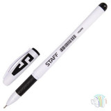 Ручка гелевая STAFF эконом, корпус белый, игольчатый узел 0,5 мм, линия 0,35 мм, резиновый упор, черная